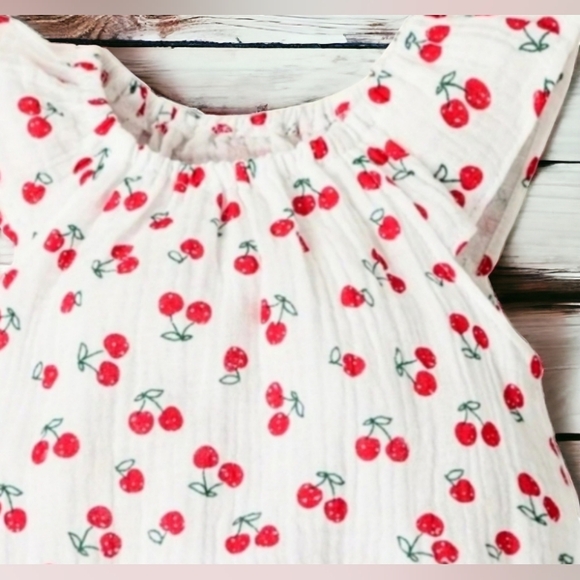 Baby Girl Clothes Summer Cherry Romper - Picture 3 of 7